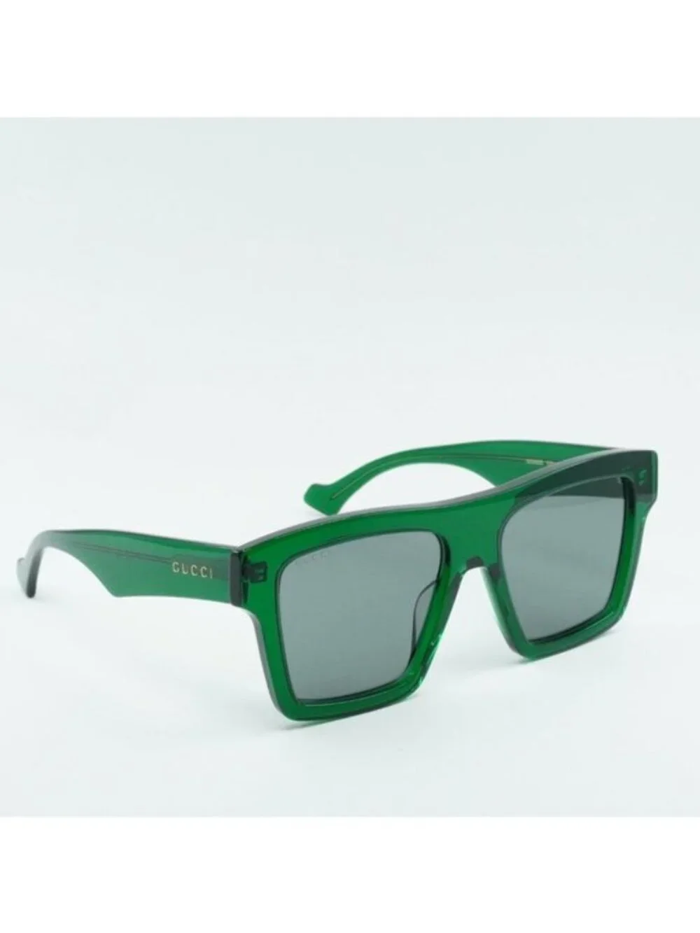 Gucci GG0962S 010 Sunglasses Green Square Frame, Grey Lenses